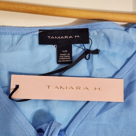 NWT Tamara H. Baby Blue Front Tie Ruffled Top - Picture 6 of 6